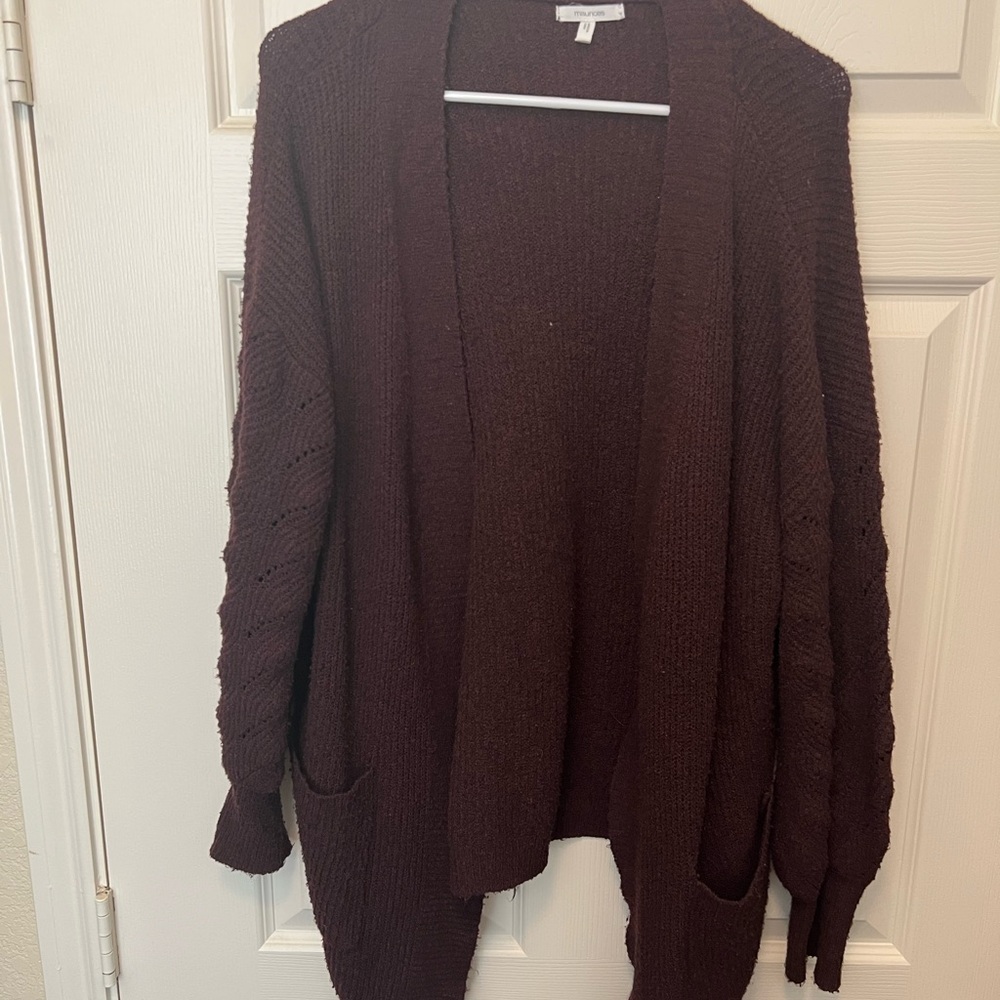 Maurices Brown Cardigan Sweater Open Front Long Sleeves